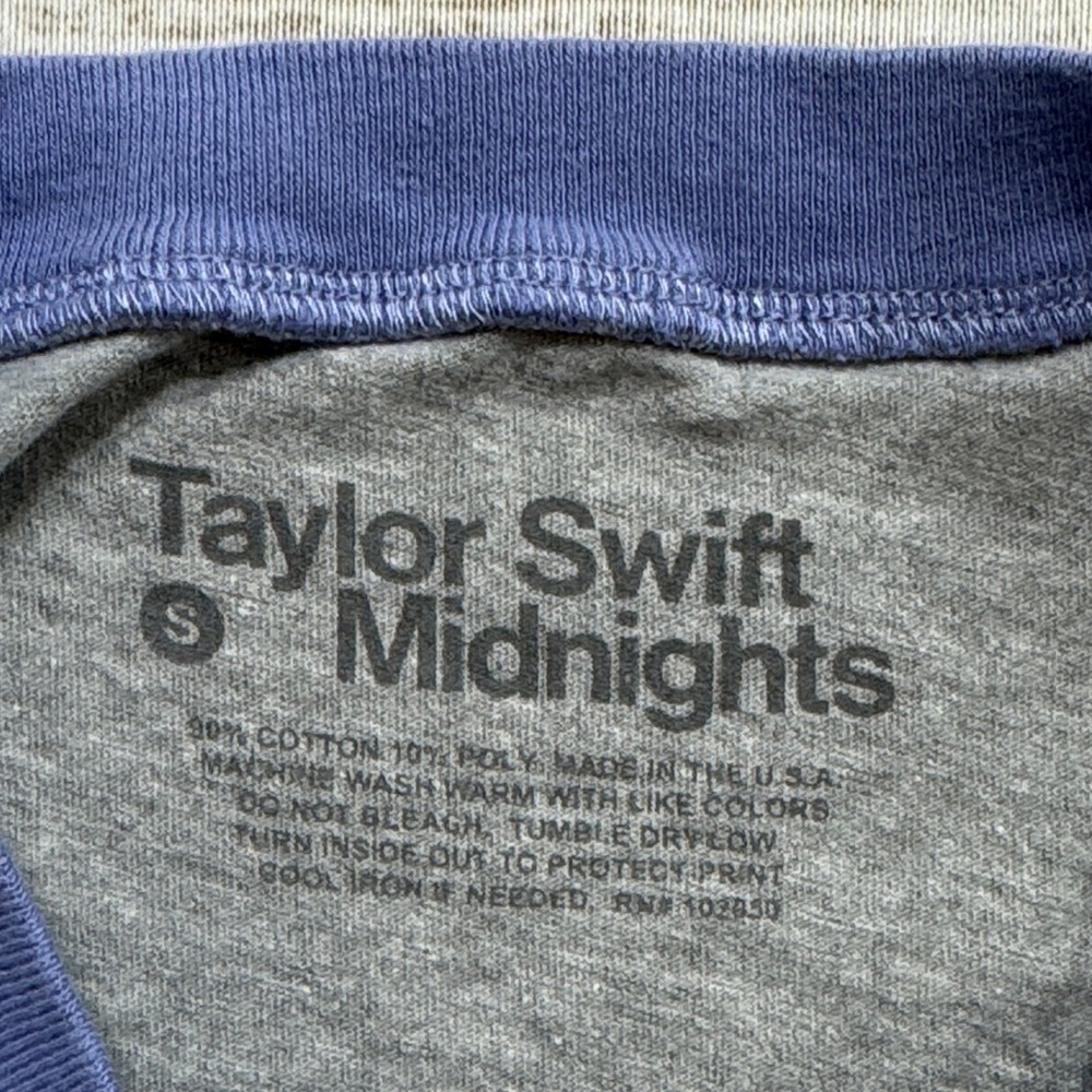 Taylor Swift Shirt Womens S Gray Karma Is My Boyfriend Midnights Ringer Boxy USA - Picture 5 of 5